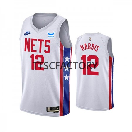 Camiseta Hombre NBA Brooklyn Nets Joe Harris 12 Nike 2022-23 Classic Edition Blanco Swingman